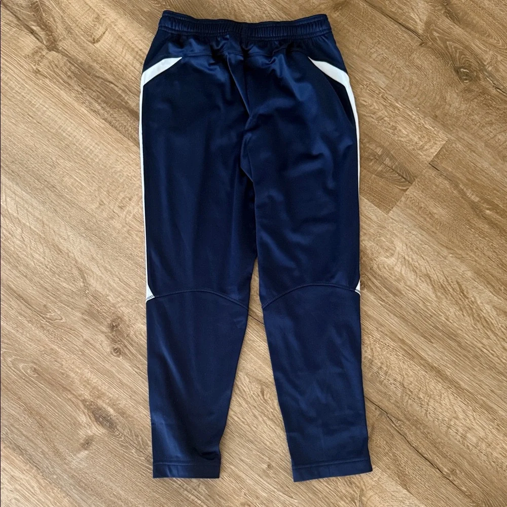 Nike Kids Navy Track Pants with White Side Stripes, Size Medium